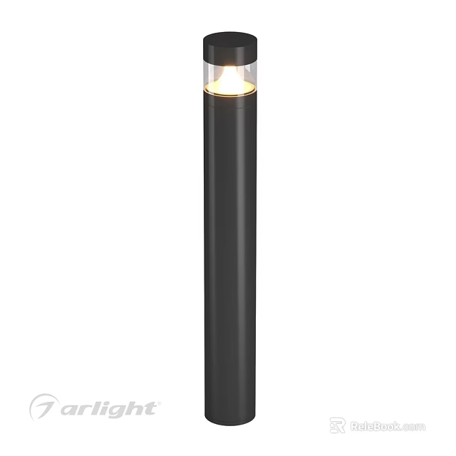 Black Cylindrical Outdoor Light with Modern Style for Garden Pathway Lighting 3d model 