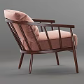 Modern Minimalist Single Sofa With Wooden Frame And Light Brown Cushion