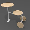Modern Two Tier Wooden Plant Stand With Round Tabletop And White Metal Frame