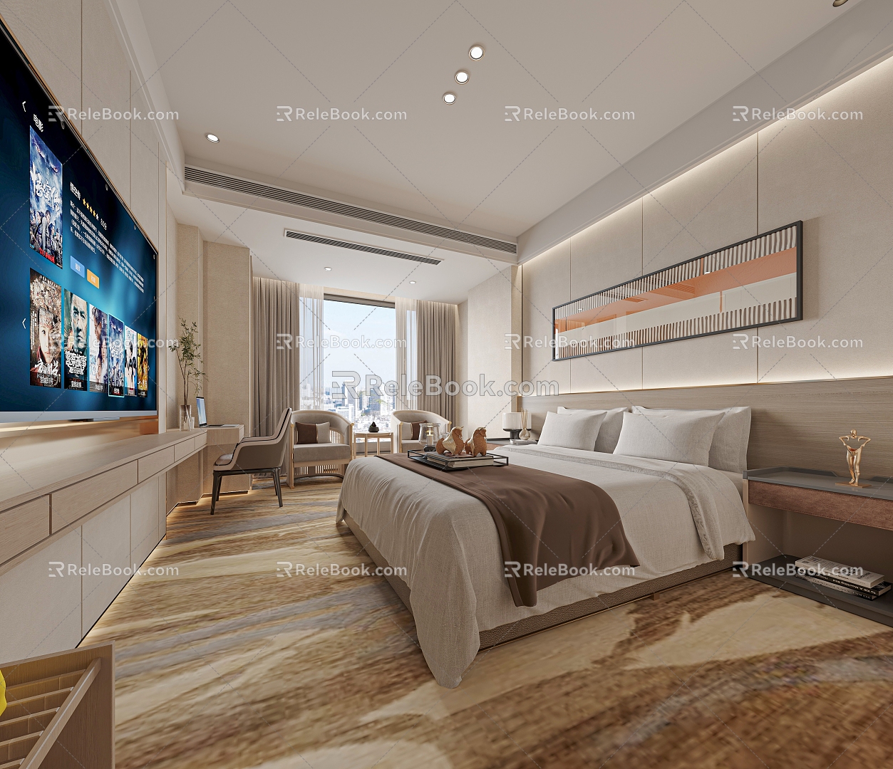 Light Luxury Room Standard Room Single Room 3d model