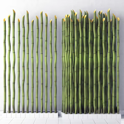 Bamboo Stems In Vibrant Green With Natural Texture Arranged Naturally For Decorative Use 3d model