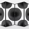Modern Gold Room Divider with Fan Shaped Patterns and Three Panel Design 3d model