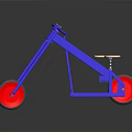 Blue Tricycle With Red Wheels And White Seat Modern Structure Design