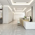 Hengfeng Bank Service Hall With Marble Reception Desk Wooden Wall Metal Chairs And Bright Lights