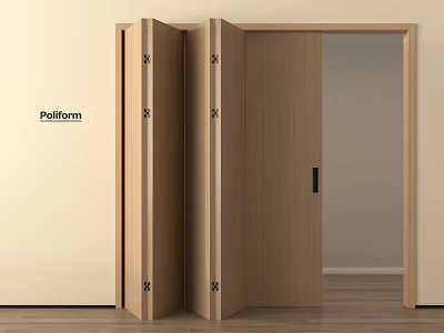 Folding Door Wooden Modern Open Design For Interior Room With Natural Wood Frame 3d model