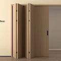Folding Door Wooden Modern Open Design For Interior Room With Natural Wood Frame