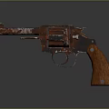Vintage Revolver With Wooden Grip Classic Metal Body And Retro Design