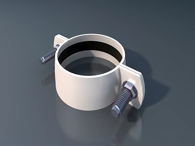White Metal Pipe Clamp With Dual Bolt Fasteners For Secure Pipe Fixing 3d model