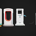 Different Electric Vehicle Charger Designs Including Tesla Model And Standard Units