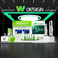 MLemon W DESIGN Store Green And White Exhibition Booth With Bottles Display And Digital Screens