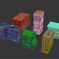 Colorful Architectural Building Models With Various Styles And Multiple Stories