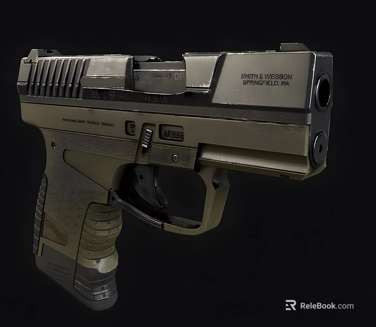 Modern Tactical Handgun Firearm With Textured Grip Slide And Safety Parts 3d model 