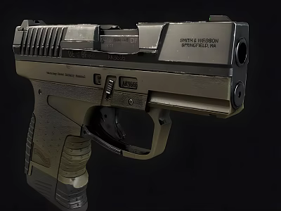 Modern Tactical Handgun Firearm With Textured Grip Slide And Safety Parts 3d model