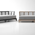 New Chinese-style double sofa 3d model