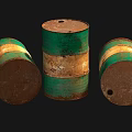 Rusty Green Brown Industrial Equipment Oil Drums With Vintage Arrangement