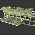 Industrial Equipment Structure With Metal Roof Piping System And Elevated Platform