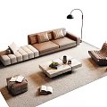 Cozy Modern Sofa Coffee Table Set With Accent Chair Floor Lamp And Decor Books
