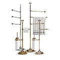 Elegant Brass Bathroom Accessories With Standing Towel Racks And Toilet Brush Holders