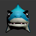 Cartoon Blue Shark Game Movie Character With Big Eyes And 3D Model Design