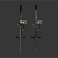 Military Machine Guns With Ammunition Belts And Tripod Stands On Dark Surface