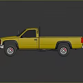 Yellow GMC Pickup Truck With Black Bed Front Grille And Off Road Wheels