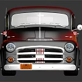 Classic Red Pickup Truck With Custom Flame Graphics And Shiny Finish