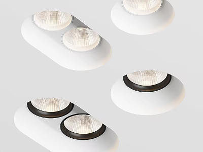 Modern Downlights and Spotlights with White Housing and Black Trim Ceiling Lighting 3d model