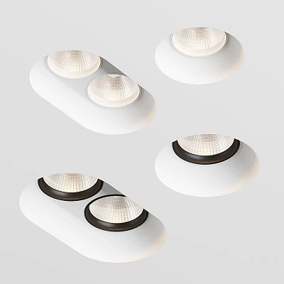 Modern Downlights and Spotlights with White Housing and Black Trim Ceiling Lighting 3d model