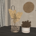 Quiet Wind Dried Flower Vase Ornaments Combination 3d model