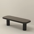 Modern Minimalist Dark Side Table With Cylindrical Legs And Long Sleek Tabletop 3d model