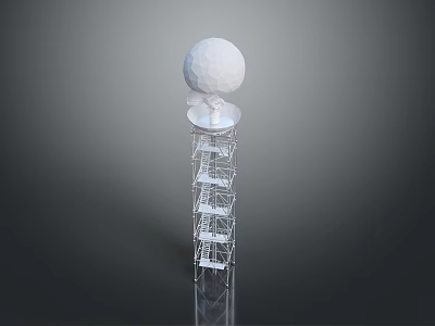 Advanced Sphere Monitoring Equipment Mounted On Metal Tower With Ladder Structure 3d model