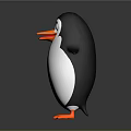 Cartoon Penguin Character With Open Arms Orange Beak Orange Feet 3D Rendered Against Gray Background