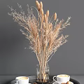 Coffee Cookies And Desserts On Black Tray With Dried Flowers