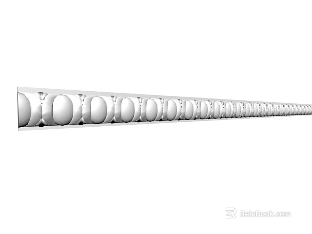 Elegant Decorative Gypsum Cornice With Continuous Circular Patterns For Interior Decoration 3d model 