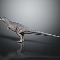 Realistic Tyrannosaurus Rex Dinosaur Model Standing On Dark Background With Reflection