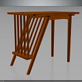 Orange Modern Side Table With Vertical Slats Design And Stable Legs