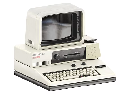 Vintage Desktop Computer With CRT Monitor Keyboard And Floppy Drive 3d model