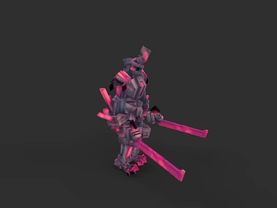 Futuristic Game Movie Character Mech Samurai With Pink Blades And Metallic Armor 3d model