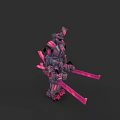 Futuristic Game Movie Character Mech Samurai With Pink Blades And Metallic Armor