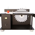Black And White Table Saw With Red Knob Cutting Table And Motor