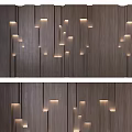 Modern Wooden Feature Wall With Vertical Slats And Built In Warm Lighting Design