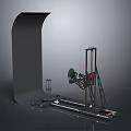 Advanced 3D Printer Electronic Equipment With Curved Black Structure And Mechanical Track