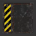 Industrial Metal Plate With Yellow Black Diagonal Stripes And Textured Gray Surface
