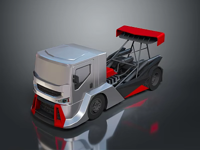 Silver And Red Race Car With Aerodynamic Body And Rear Spoiler Design 3d model