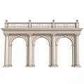 Classical Stone Architectural Structure with Arched Doorways Columns and Balustrade 3d model
