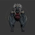 Fantasy Monster Character With Gray Fur Red Eyes And Humanoid Structure