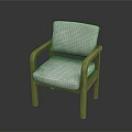 Modern Light Gray Upholstered Chair With Wooden Armrests And Legs