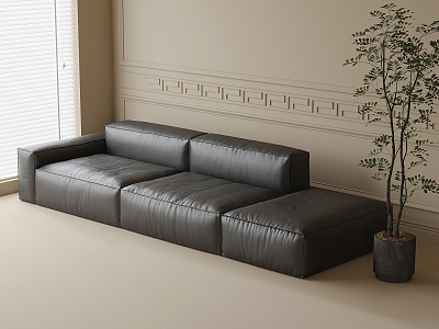 Leather Multiplayer Sofa 3d model