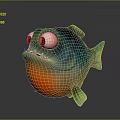 Colorful Cartoon Fish With Big Bulging Eyes And Sharp Teeth Vibrant Body Design