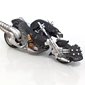 Futuristic Black And Silver Motorcycle With Metallic Exhaust And Leather Seat